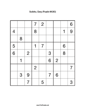 Sudoku - Easy A363 Printable Puzzle