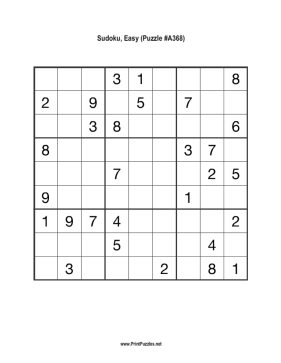 Sudoku - Easy A368 Printable Puzzle