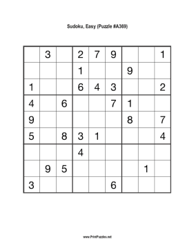 Sudoku - Easy A369 Printable Puzzle