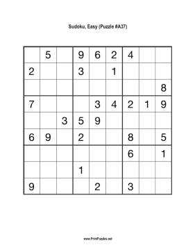 Sudoku - Easy A37 Printable Puzzle
