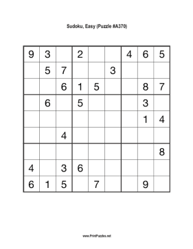 Sudoku - Easy A370 Printable Puzzle