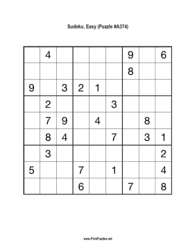 Sudoku - Easy A374 Printable Puzzle