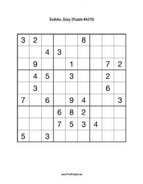 Sudoku - Easy A376 Printable Puzzle