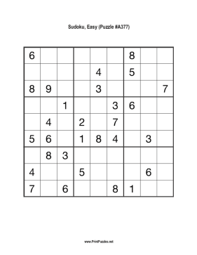 Sudoku - Easy A377 Printable Puzzle