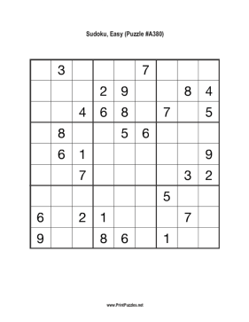 Sudoku - Easy A380 Printable Puzzle