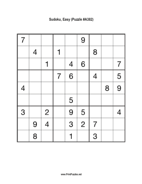 Sudoku - Easy A382 Printable Puzzle