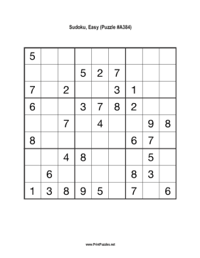 Sudoku - Easy A384 Printable Puzzle