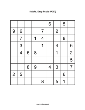 Sudoku - Easy A387 Printable Puzzle