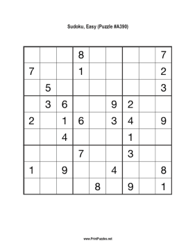 Sudoku - Easy A390 Printable Puzzle