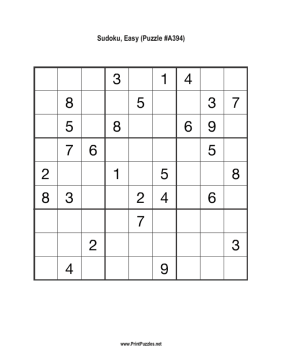 Sudoku - Easy A394 Printable Puzzle