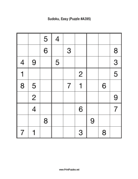 Sudoku - Easy A395 Printable Puzzle