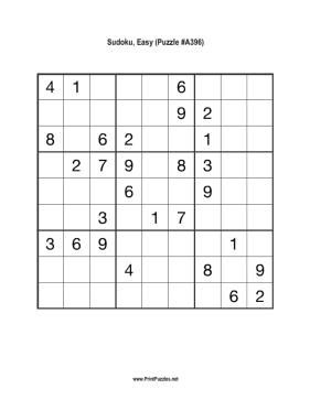 Sudoku - Easy A396 Printable Puzzle