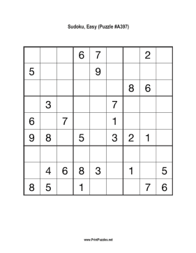 Sudoku - Easy A397 Printable Puzzle