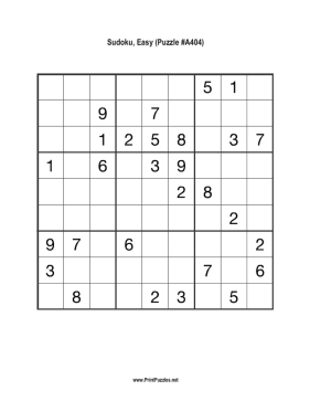 Sudoku - Easy A404 Printable Puzzle
