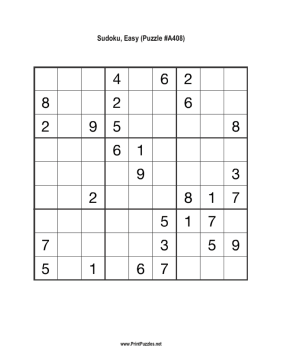 Sudoku - Easy A408 Printable Puzzle