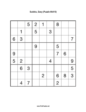 Sudoku - Easy A410 Printable Puzzle