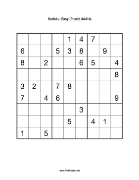 Sudoku - Easy A414 Printable Puzzle