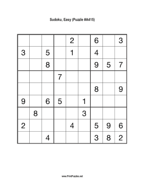 Sudoku - Easy A415 Printable Puzzle