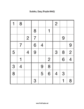Sudoku - Easy A42 Printable Puzzle