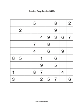 Sudoku - Easy A420 Printable Puzzle
