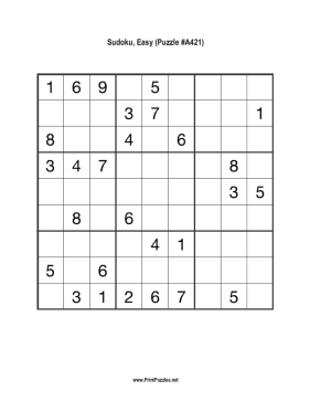Sudoku - Easy A421 Printable Puzzle