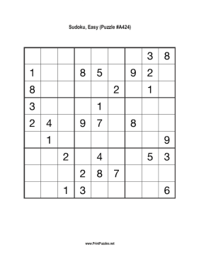 Sudoku - Easy A424 Printable Puzzle