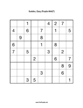 Sudoku - Easy A427 Printable Puzzle
