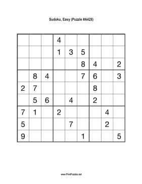 Sudoku - Easy A428 Printable Puzzle