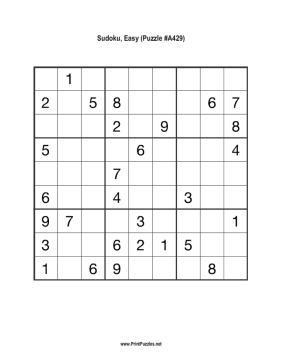 Sudoku - Easy A429 Printable Puzzle