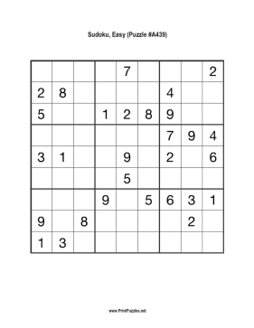 Sudoku - Easy A439 Printable Puzzle
