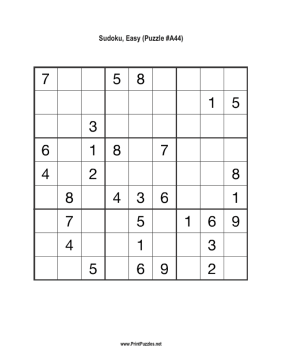 Sudoku - Easy A44 Printable Puzzle