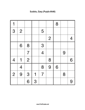 Sudoku - Easy A46 Printable Puzzle