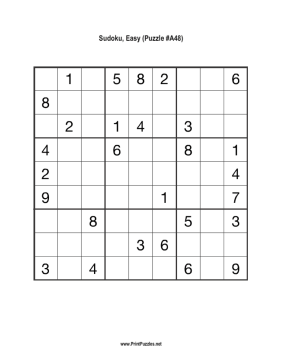 Sudoku - Easy A48 Printable Puzzle