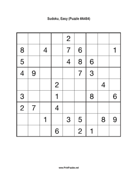 Sudoku - Easy A484 Printable Puzzle