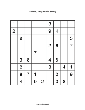 Sudoku - Easy A499 Printable Puzzle