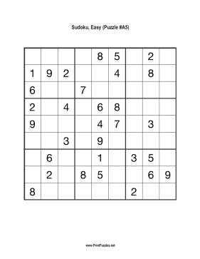 Sudoku - Easy A5 Printable Puzzle