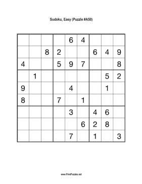 Sudoku - Easy A50 Printable Puzzle