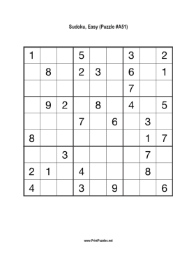 Sudoku - Easy A51 Printable Puzzle