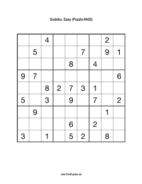 Sudoku - Easy A52 Printable Puzzle