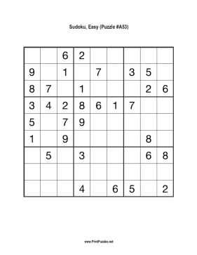 Sudoku - Easy A53 Printable Puzzle