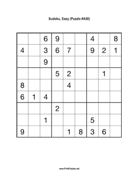 Sudoku - Easy A58 Printable Puzzle