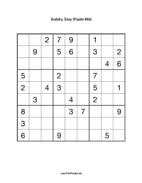 Sudoku - Easy A6 Printable Puzzle