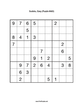 Sudoku - Easy A63 Printable Puzzle