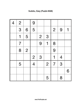 Sudoku - Easy A66 Printable Puzzle