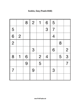 Sudoku - Easy A68 Printable Puzzle