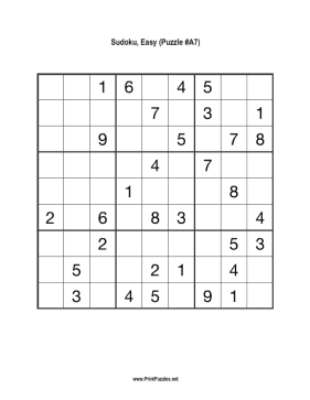 Sudoku - Easy A7 Printable Puzzle