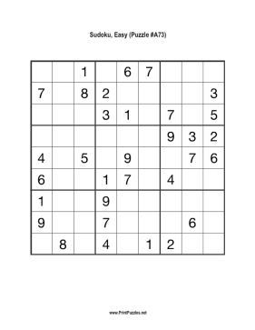 Sudoku - Easy A73 Printable Puzzle