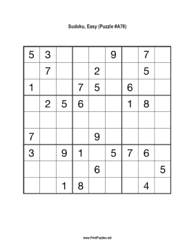 Sudoku - Easy A76 Printable Puzzle