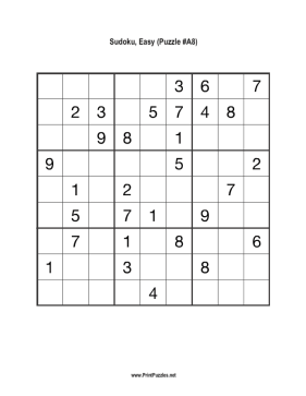 Sudoku - Easy A8 Printable Puzzle
