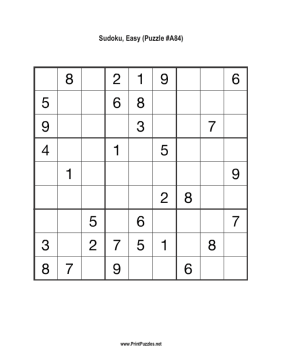 Sudoku - Easy A84 Printable Puzzle